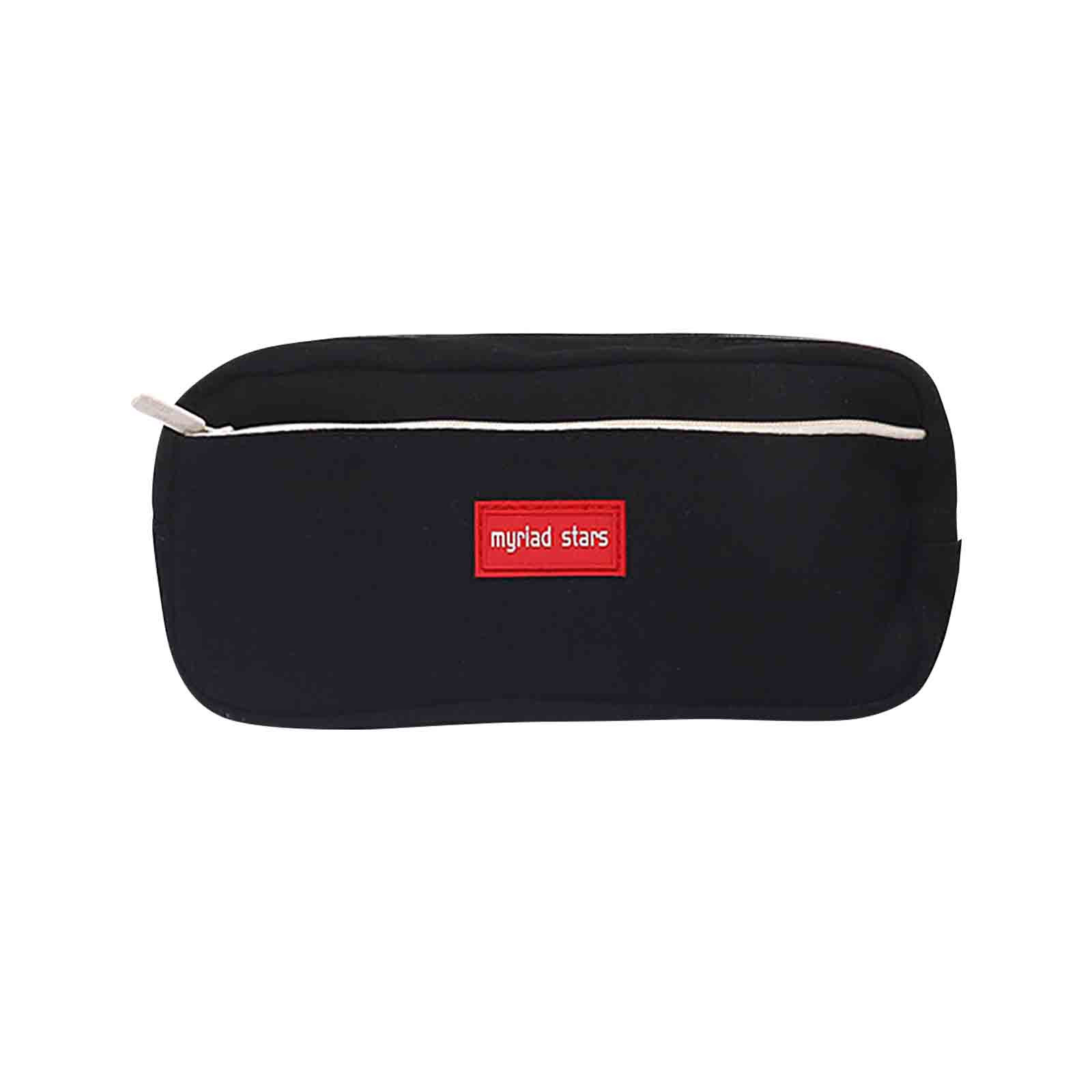 Cofest Large-capacity Pencil Case Solid Color Student Stationery Storage Pencil Case Student Oxford Cloth Stationery Bag Black, Size: 8.27 x 3.74 x